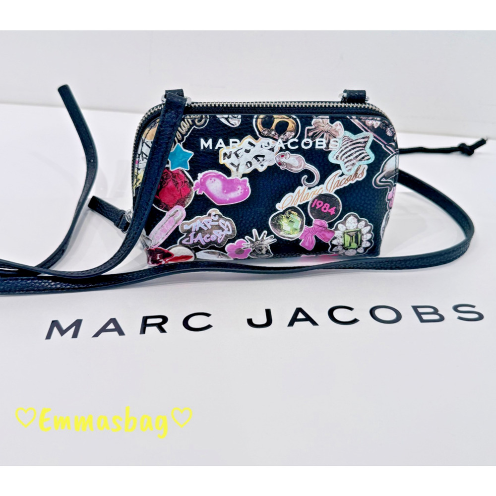 Marc Jacobs Printed Mini Leather Crossbody Black Multi